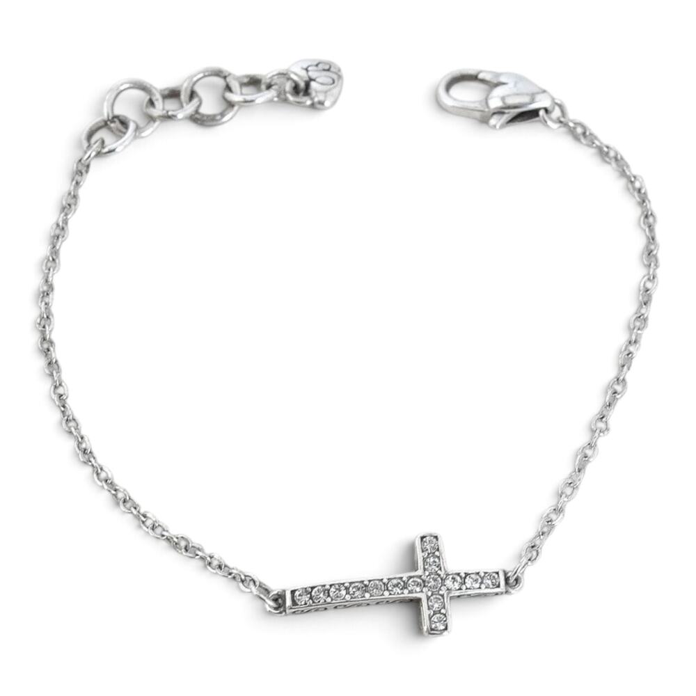Brighton Starry Night Sideways Cross Bracelet JB6332 Silver Plated Crystal